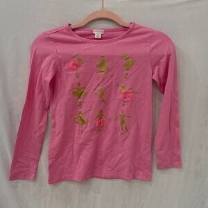 Crewcuts girls’ ballerina Tee NWT glitter long sleeve pink tshirt sz 10